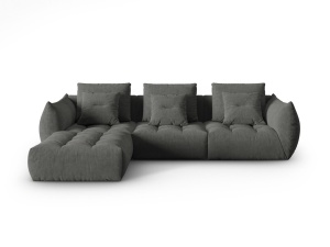 Canapea modulara cu colt gri inchis din textil pentru 5 persoane Bloom Wind Left Micadoni