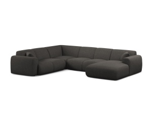 Canapea modulara cu colt gri inchis din textil pentru 6 persoane Molino Panoramic Chenille Eden Left Micadoni