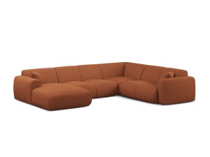 Canapea modulara cu colt maro caramiziu din textil pentru 6 persoane Molino Panoramic Chenille Eden Right Micadoni