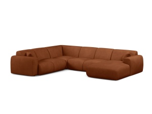 Canapea modulara cu colt portocalie din textil pentru 6 persoane Molino Panoramic Chenille Rebel Left Micadoni