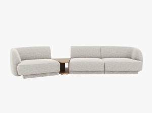 Canapea modulara cu masa de cafea argintie din textil pentru 3 persoane Miley Chenille Left Micadoni