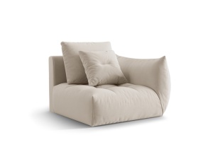 Canapea modulara ecru din catifea pentru 1 persoana Bloom Right Micadoni