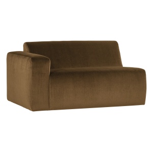 Canapea modulara galbena miere din catifea pentru 1.5 persoane Mojo Left Woood