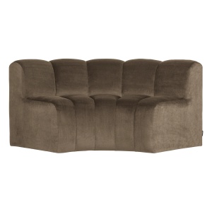 Canapea modulara grej din catifea 152 cm Mojo Round Woood