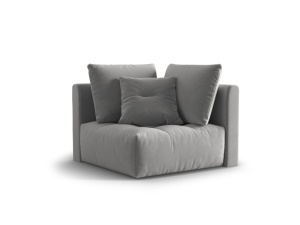 Canapea modulara gri din catifea pentru 1 persoana Bloom Corner Micadoni
