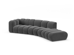 Canapea modulara gri din catifea pentru 5 persoane Lupine Left Micadoni