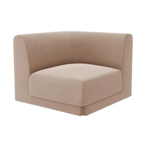 Canapea modulara maro cappuccino din catifea pentru 1 persoana Miley Corner Micadoni