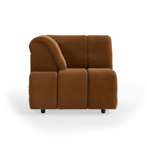 Canapea modulara maro caramel din catifea 98 cm Wave Royal Left High Arm HKliving