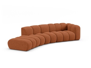 Canapea modulara maro caramiziu din textil pentru 5 persoane Lupine Chenille Right Micadoni