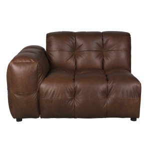 Canapea modulara maro ciocolata din piele 132 cm Hackman Corner Left Dutchbone