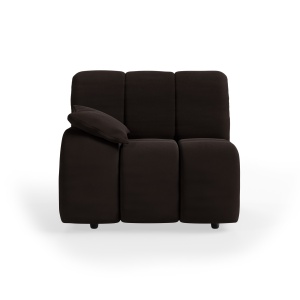 Canapea modulara maro espresso din catifea 98 cm Wave Left Low Arm HKliving