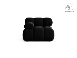 Canapea modulara neagra din catifea pentru 1 persoana Bellis Corner L Micadoni