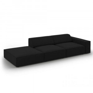 Canapea modulara neagra din textil pentru 3 persoane Jodie Right Micadoni
