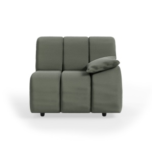 Canapea modulara verde army din bumbac 98 cm Wave Right Low Arm HKliving