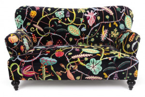 Canapea multicolora din poliester si lemn pentru 2 persoane Botanical Diva Black Seletti