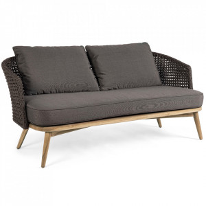 Canapea pentru exterior grej/maro din polipropilena si lemn pentru 3 persoane Ninfa Bizzotto