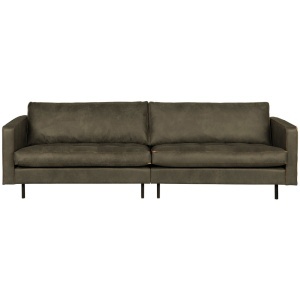 Canapea verde army din piele pentru 3 persoane Rodeo Classic Woood