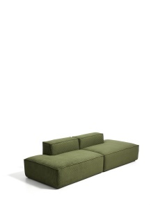 Canapea verde din textil pentru 3 persoane Blok Corduroy Middle Kave Home