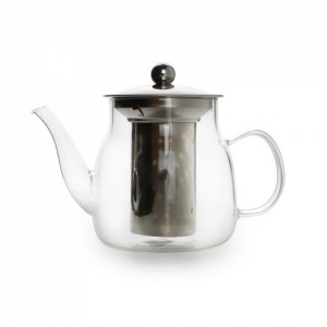 Ceainic transparent din sticla borosilicata si inox 1000 ml Diana Aerts