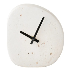 Ceas de masa oval alb din ciment 14x15 cm Linz House Nordic
