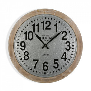 Ceas de perete rotund maro/gri din lemn si metal 70 cm Old Town Versa Home