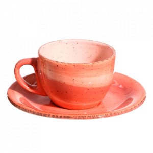 Ceasca cu farfurioara rosie din ceramica 180 ml Lincombe The Home Collection
