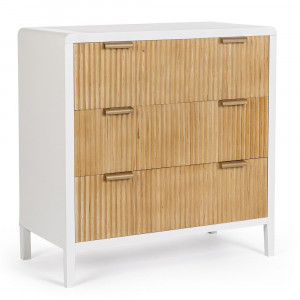 Comoda alba/maro din lemn 80 cm Charley Bizzotto