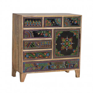 Comoda multicolora din lemn de mango 80 cm Alegria Giner y Colomer