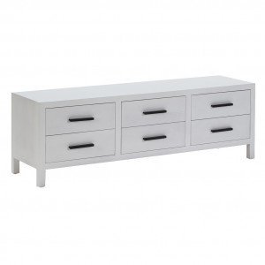 Comoda TV alba/neagra din lemn 150 cm Okona Thai Natura