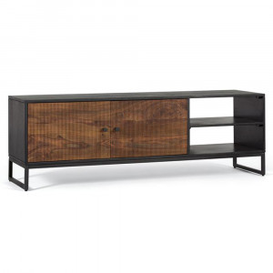 Comoda TV maro/neagra din lemn 150 cm Varanasi Giner y Colomer