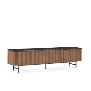 Comoda TV maro/neagra din lemn 184 cm Marquina Thai Natura