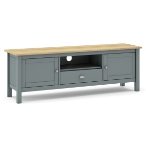 Comoda TV maro/verde khaki din lemn 158 cm Misti Quiet Object