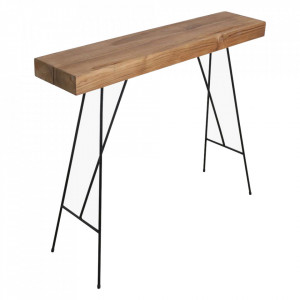 Consola maro/neagra din lemn de tec si fier 110 cm Akkum Raw Materials