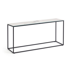 Consola neagra/alba din metal 110 cm Rewena Kave Home