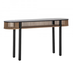 Consola neagra/maro din lemn 150 cm Aboka Thai Natura