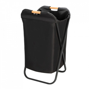 Cos de rufe pliabil negru din poliester si metal 72 L Loft Wenko