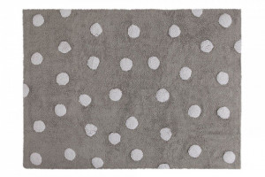 Covor dreptunghiular gri din bumbac pentru copii 120x160 cm Polka Dots Grey White Lorena Canals