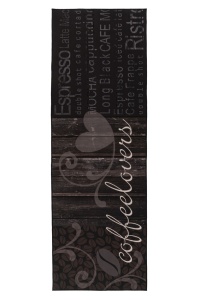 Covor pentru bucatarie negru din fibre sintetice 60x180 cm Luna Coffee Lalee