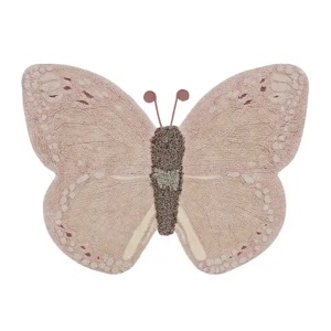 Covor pentru copii roz din bumbac 90x120 cm Butterfly Lorena Canals