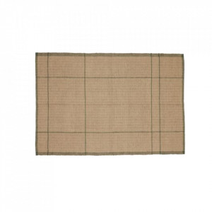 Covor verde/maro din fibre naturale 140x200 cm Capri Hubsch