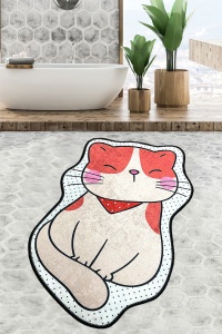 Covoras de baie multicolor din fibre sintetice 60x90 cm Katze The Home Collection