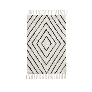 Covoras pentru baie alb antic/negru din bumbac 60x90 cm Sunny Madam Stoltz