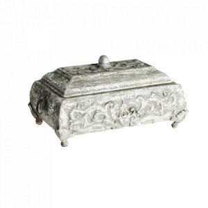 Cutie cu capac pentru bijuterii argintie din fier Hams Vical Home