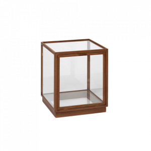 Cutie pentru prezentare maro inchis/transparenta din sticla si lemn Miru Ferm Living