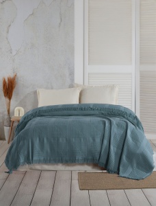 Cuvertura albastra din bumbac 220x240 cm Sirius Double The Home Collection