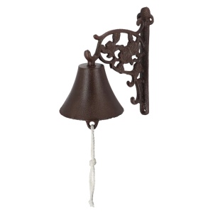 Decoratiune clopotel maro din metal 20 cm Roses Esschert Design