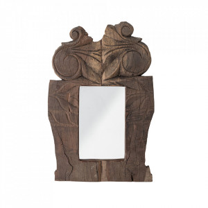 Decoratiune de perete cu oglinda maro din lemn 25x44 cm Hoda Creative Collection