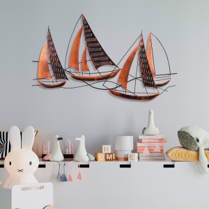 Decoratiune de perete multicolora din metal 74x125 cm Boats The Home Collection