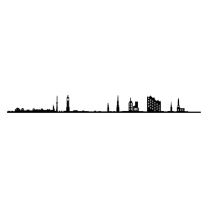 Decoratiune de perete neagra din metal 11x120 cm Hamburg Skyline The Home Collection
