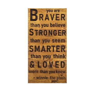 Decoratiune de perete neagra/maro din lemn 30x58 cm Braver Stronger Smarter Loved The Home Collection